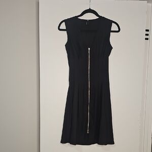 H&M Black Midi Dress with Gold Zipper
